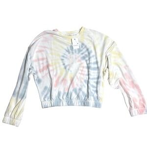 Elodie Kids Girls Tie‎ Dye Cropped Sweatshirt Pastel Pink Yellow Blue Size S